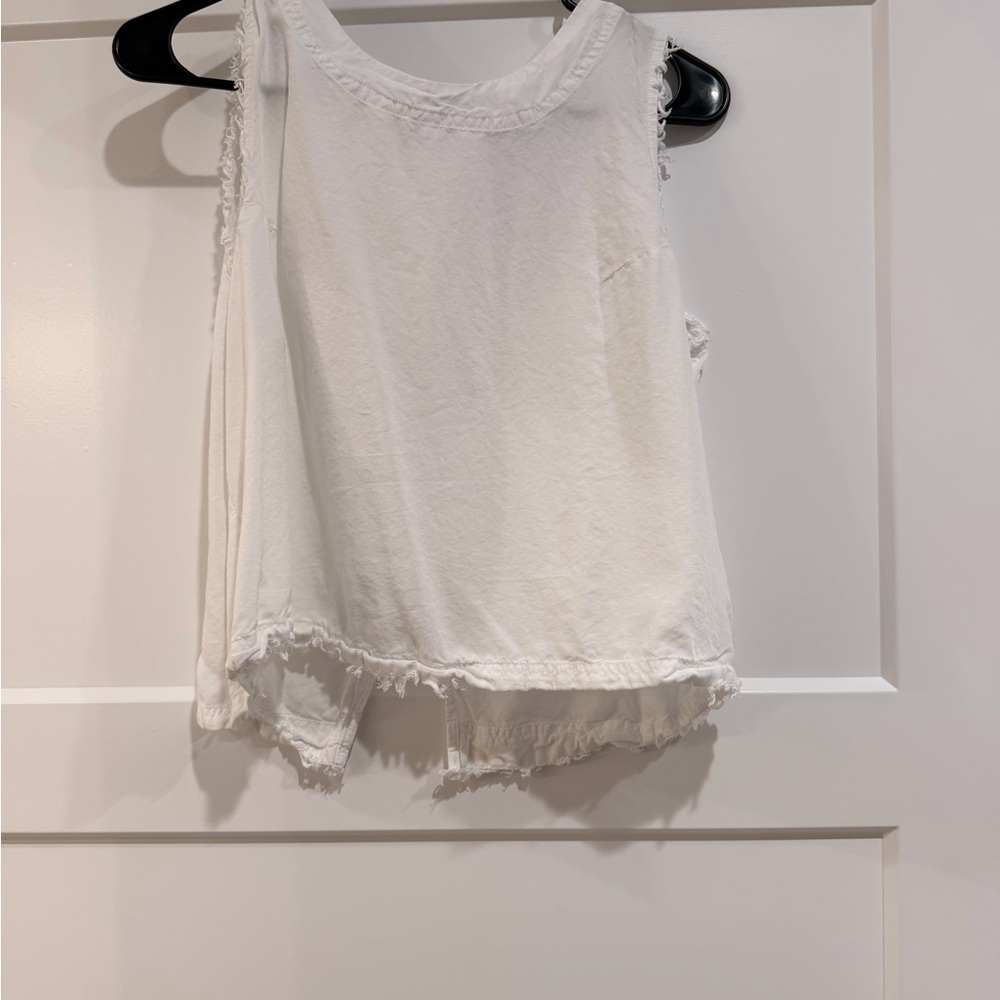 Thread & Supply White Frayed Hem Tank Top